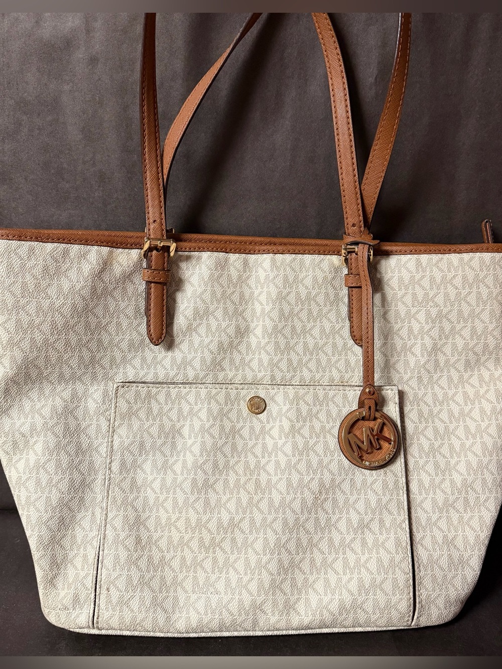 Michael Kors Vanilla Signature Tote with Acorn Trim